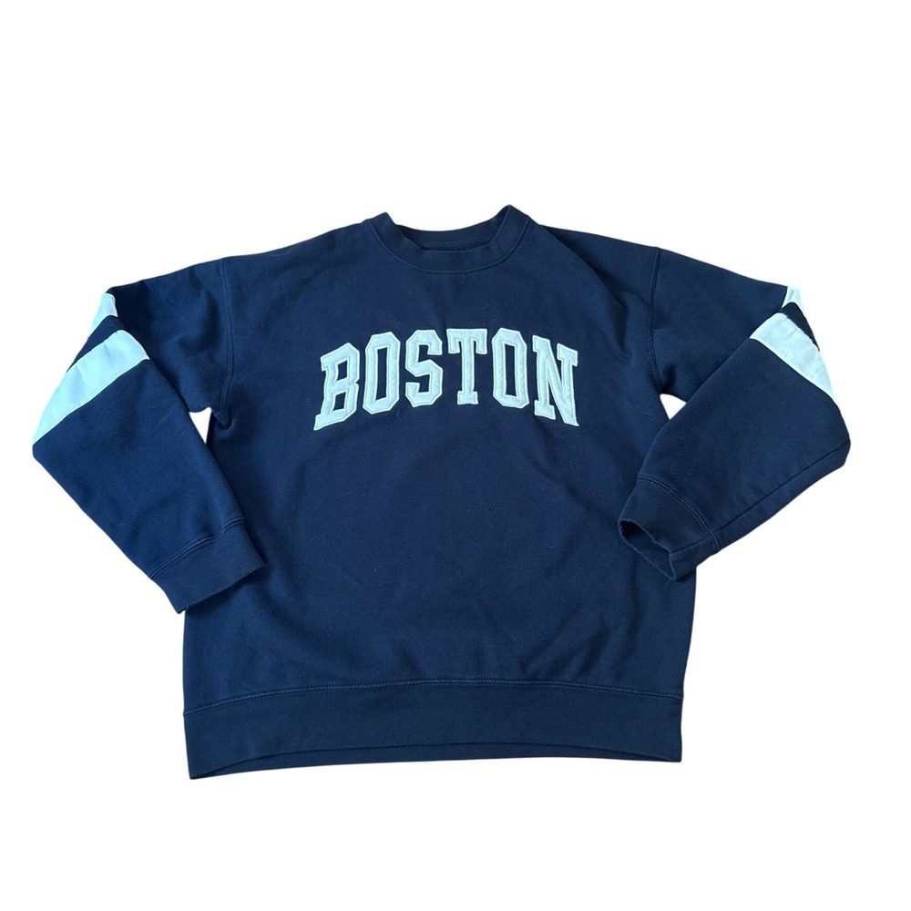 New York Popular Boston Sweatshirt Womens Navy Collegiate Graphic SIZE Medium